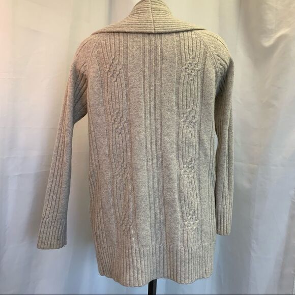 All saints Beige Cream Oatmeal Open Front Cardigan Sweater Sz 10 - Picture 4 of 11